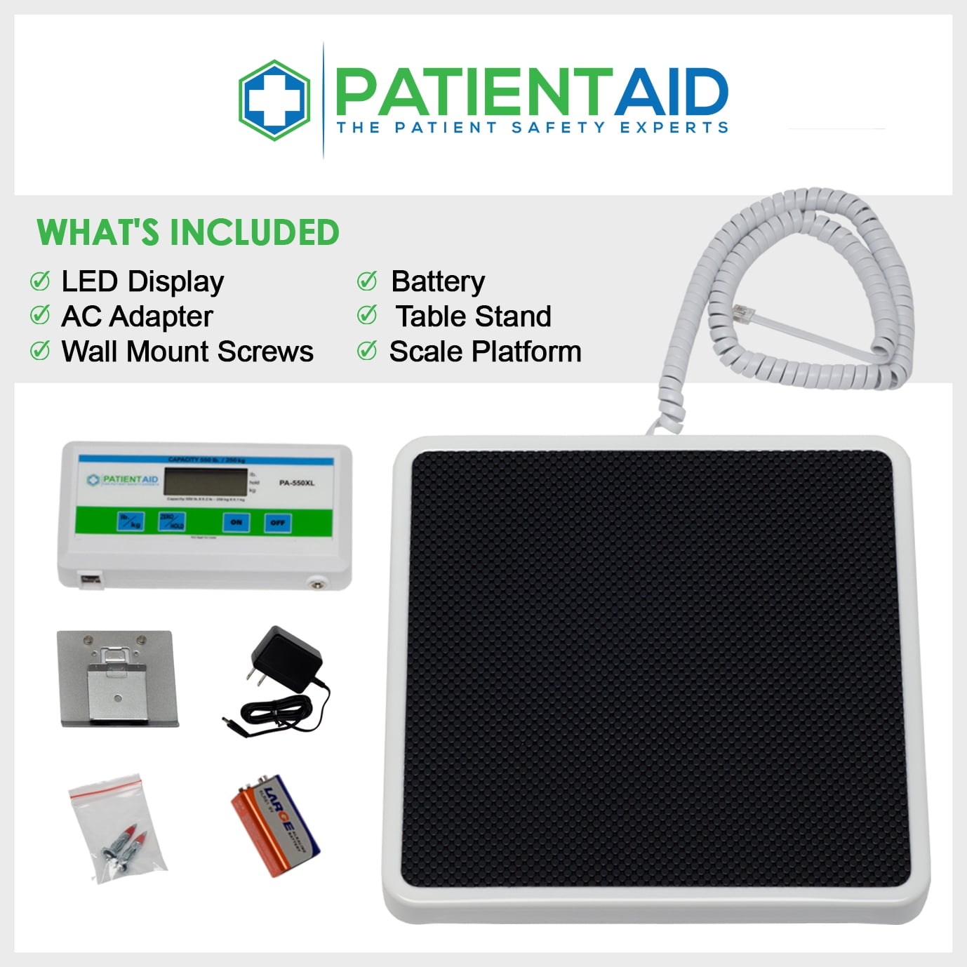  Medical Grade Floor Scale - Portable - Easy to Read Digital  Display - Heavy Duty - Home, Hospital & Physician Use - Pound & Kilogram  Settings - 12 x 12.5 Platform 