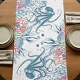 thumbnail image 5 of Coastal Octopus 48 Inch Table Runner, Summer Beach Nautical Ocean Coral Seahorse Farmhouse Dresser Scarf Cotton & Linen Tablerunner for Dining/Kitchen Island/Holiday Party Décor 13" x 48", 5 of 9