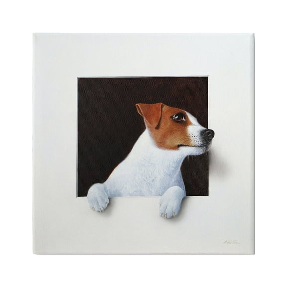 Stupell Industries Jack Terrier Dog Peering Dreamlike Illusion Space Painting Gallery Wrapped Canvas Print Wall Art, Design by Alan Weston