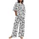 thumbnail image 1 of Conjunto Corto para las Mujeres Casual Suelto Encaje Casa Pantalones Impresos Y Blusa de Cuello Redondo de Dos Piezas, 1 of 4