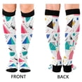 thumbnail image 4 of FORMRS Womens Knee High Socks Casual Long Thick Travel Daily Wear, 1 Pair, Green Retro Triangles, 4 of 6
