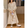 thumbnail image 3 of Pijama de manga larga cepillado grueso con cuello cuadrado y encaje elegante y dulce para mujer, 3 of 3