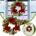 thumbnail image 2 of Christmas Wreath for Front Door 24 Inch, Pre-Decorated Xmas Wreath with Red Flowers, Berries, Pine Cones and Ribbon, Large Outdoor Indoor Holiday Decor for Winter and Christmas, 2 of 8