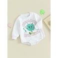thumbnail image 3 of Bagilaanoe Newborn Baby Girl Spring Romper Sweatshirt Long Sleeve Bodysuits Letter Print Pullover 3M 6M 12M 18M Infant Casual Tee Tops, 3 of 8