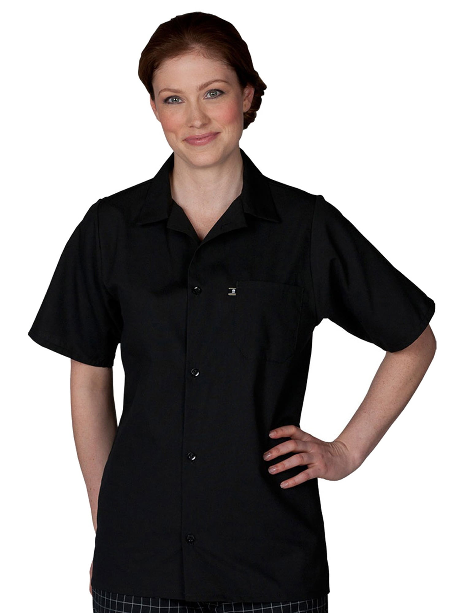 Ed Garments Pocket Short Sleeves Traditional Cook Shirt, BLACK, Medium ...