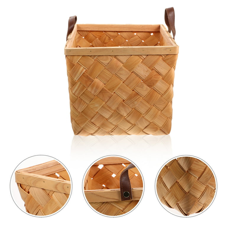 Marsui 16 Pcs 7.5 x 5.9 Inch Round Wooden Basket Wood Fruit Buckets with  Handle Vegetable Basket for Garden Picking Harvest Basket for Vegetable  Fruit