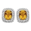 Platinum-Plated Sterling Silver Facet-Cut Citrine Pave CZ Earrings