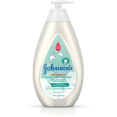 2 Pack - Johnson's Cotton Touch Newborn Baby Wash & Shampoo, Made with Real Cotton, 27.1