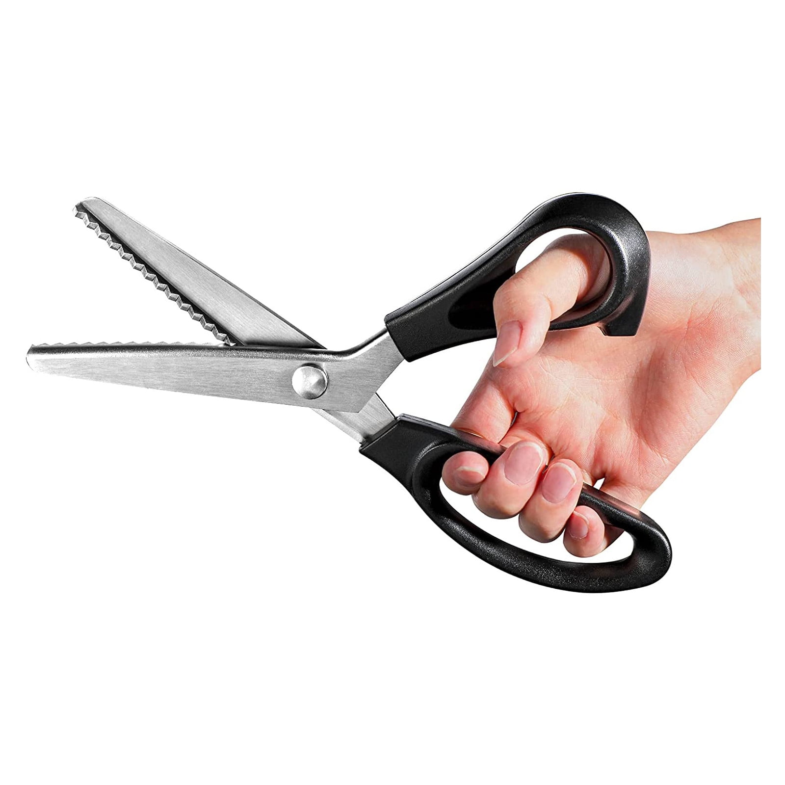 Yrmaups 5Pcs Triangular Lace Scissors, Dog Tooth Serrated Fabric Shears, Ergonomic Plastic Handle Scissors for Sewing Leather Paper and Crafting, Decorative Cutting Tool for Tailoring and Domestic
