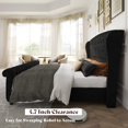thumbnail image 5 of VanAcc California King Size Platform Bed Frame, Velvet Upholstered Sleigh Bed with Scroll Wingback Headboard & Footboard/Button Tufted, Black, 5 of 7