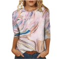 thumbnail image 1 of CHOK Ichuanyi Hauts pour Femmes Liquidation d'Été T-shirt Imprimé Mode pour Femmes Blouse Mi-Longue Manches 3/4 Col Rond Hauts Décontractés, 1 of 5