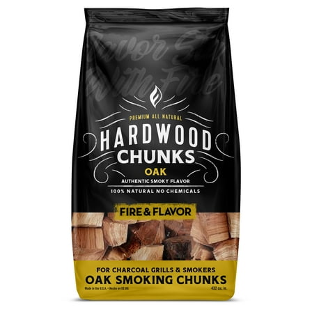 Fire & Flavor FFW206 Premium All Natural Smoking Wood Chunks, 4 Pounds, Oak