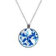 Flag of Israel Elegant Circular Glass Pendant Necklace