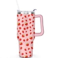 thumbnail image 2 of 40oz Cute Red Strawberry Stainless Steel Flip Straw Tumbler Spill Proof Travel Cup Double Wall Vacuum Insulated Coffee Mug with Top Handle, 2 of 6