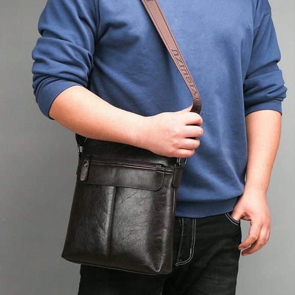 COM1950s Mens Shoulder Bag Premium Textured Pu Spacious Lightweight,Adjustable Crossbody Bag for Work Essentials - Large Capacity Messenger Bag with Multiple Compartments for Daily Travel