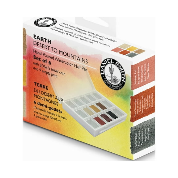 Daniel Smith Extra-Fine Watercolor Half Pan Set, 6-Colors, Earth Tones