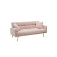 thumbnail image 6 of Convertible Futon Sofa Bed,69 Inch Modern Teddy Loveseat Sofa Couch with Adjustable Backrest for Small Space,Living Room,Pink, 6 of 8