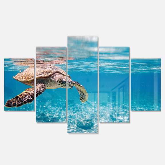 Designart 'Large Hawksbill Sea Turtle' Metal Wall Art