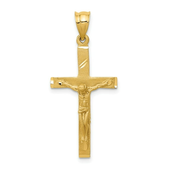 Real 14kt Yellow Gold Crucifix Pendant; for Adults and Teens; for Women and Men