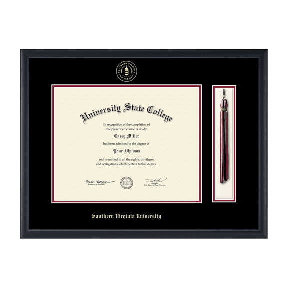 Framerly - SVU Tassel Diploma Frame with Black and Crimson Mat