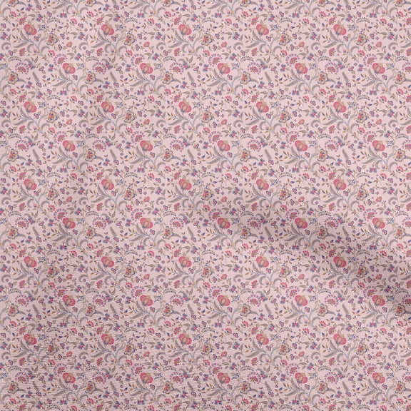 oneOone Georgette Viscose Light Pink Fabric Jacobean Floral Dress Material Fabric Print Fabric By The Yard 42 Inch Wide