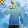 thumbnail image 2 of FAVIPT Sun Protection Fishing Shirts for Men Long Sleeve Gradient Tops Lightweight Rash Guard Hooded Shirts with Mask Hiking Outwear 2025 Blue,L, 2 of 7