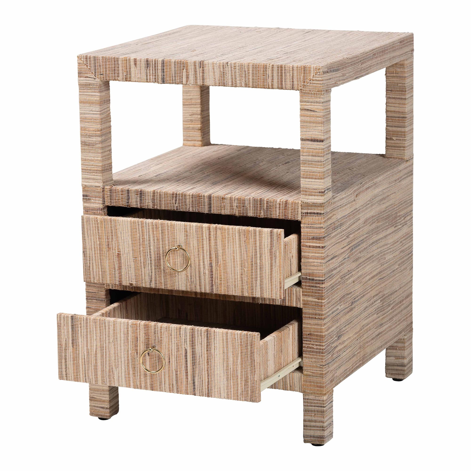 bali & pari Paine Boho Nightstand, 2-Drawer, Natural