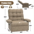 thumbnail image 5 of Electric Recliner Chair, Elderly Sofa with Side Pocket and Spacious Seat, Back adjustment from 105°to 145°, Remote Control, Heavy Duty Reclining Mechanism Recliner for Home, Dark Coffee, 5 of 10