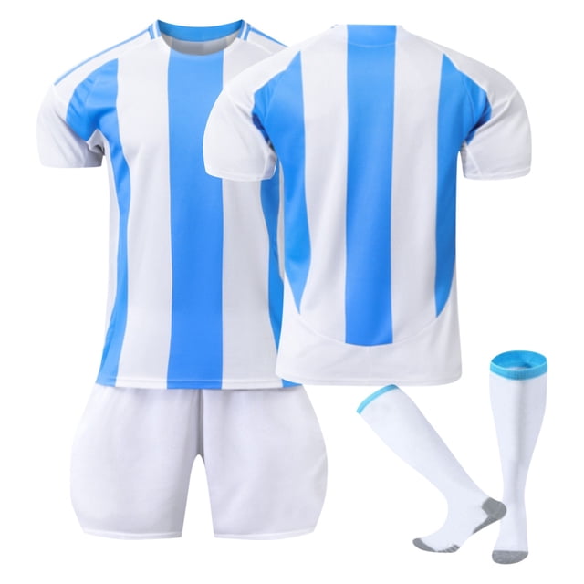 HIXOWIA 2425 argentino Camisetas de fútbol Conjuntos de tres piezas Campo de casa número none Color sólido Conjunto de camisetas, pantalones cortos y calcetines de fútbol Adults', none/XL
