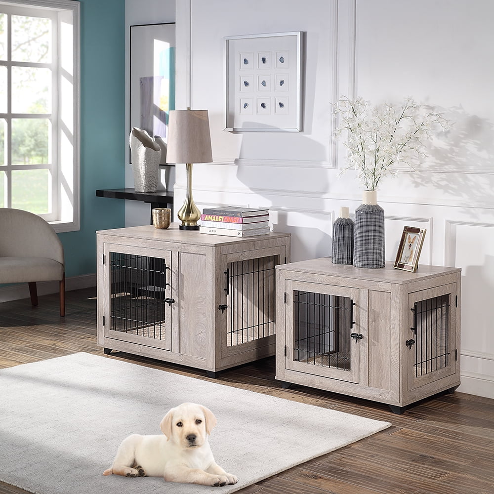 unipaws wooden wire furniture style dog crate