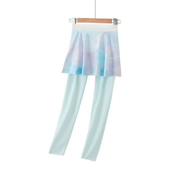 uublik Girls's Skirt Sky Blue Kids Clothes Ruffle Tutu Leggings with Skirt Size 5T-14