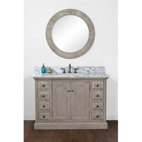 WK8148-CW SQ TOP 48 in. Solid Recycled Fir Single Sink Vanity With Rectangular Sink Carrara White Marble Top-No Faucet