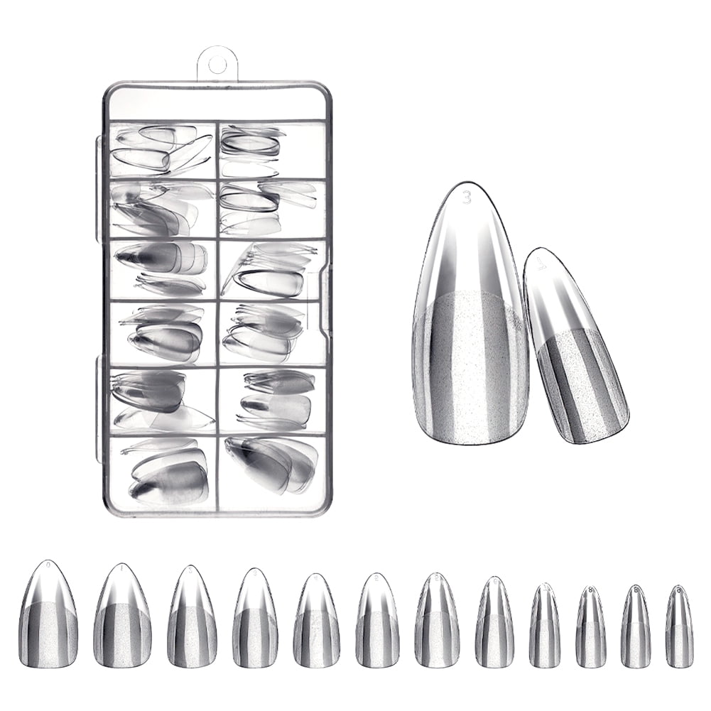 Uposao 120Pcs Fake Nail Kit 12 Sizes Clear Press On Nails Full Cover