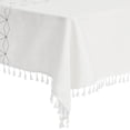 thumbnail image 4 of REGALWOVEN Rustic Tablecloth Cotton Linen Waterproof Table Cover with Tassels Diamond Grey 35"x35", 4 of 5