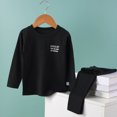thumbnail image 2 of Curenmufel Boys Solid Color Long Sleeve Pajama Set, 2-Piece Sleepwear with Hello Print, Sizes 12M-10Y (Black,4-5 Years), 2 of 4