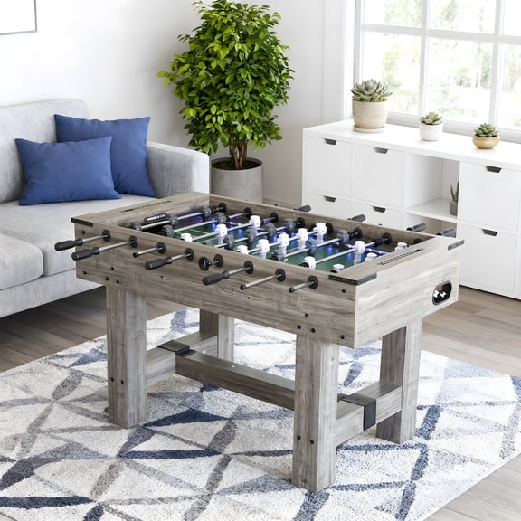 56" LED Light Up Foosball Table with Smart and Manual Scoring for Home Game Room Family Party