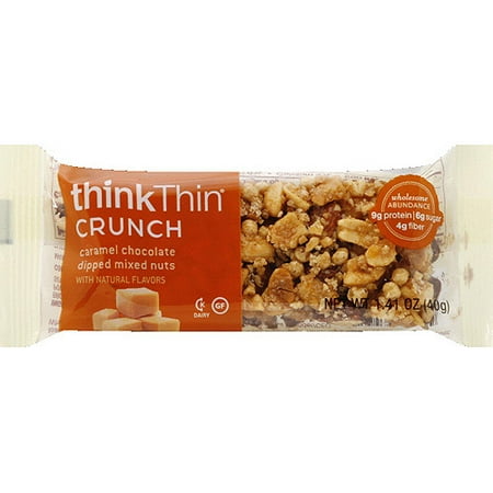 ThinkThin Crunch Caramel Chocolate Dipped Mixed Nuts Bar, 1.41 oz, (Pack of 10)
