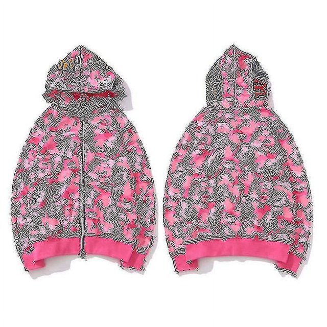 Mens Hoodie Camo Loose Zipper Jacket Sweatershirt For Men Boy_fs