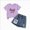 C550--Purple, variant on 7 Years Girls Fall Clothes Sets Kids Sweatsuit Outfits Size 1-13 Years Girls' Short Sleeved Letter Print Top With Wide Leg Pants Pink