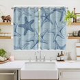 thumbnail image 2 of Navy Blue Starfish Kitchen Curtains Window Panels, Coastal Ocean Summer Sea Nautical Insulated Window Treatment Curtain, Grommet Curtains for Bedroom/Living Room/Bathroom, 2 Piece 52"Wx63"L, 2 of 8