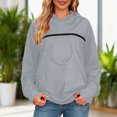 thumbnail image 5 of NOLDARES Cat Pouch Hoodie for Women Kangaroo Pocket Dog Pouch Sweatshirts Pet Carrier Animal Holder Long Sleeve Pullover Tops,Grey,S, 5 of 9