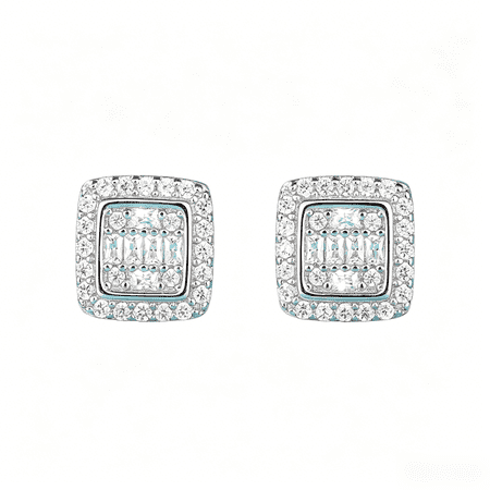 KIJ 0.72 Carat Square Moissanite Stud Earrings, D Color VVS1 Gra Certified Hypoallergenic Rhodium Plated 925 Sterling Silver Gifts for Men Women