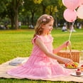 thumbnail image 4 of NIPAXO Girls Dress Summer Flutter Sleeve Crewneck Fully Lined Tiered Ruffle Flowy Boho Casual Dress for Kids, 4 of 7