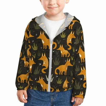 

Gaeub Funny Fox by the Field Print Athletic Sun Protection Hoodie for Kids Long Sleeve Outdoor UV Shirt Running Fishing Top for Boys Girls-4 Years