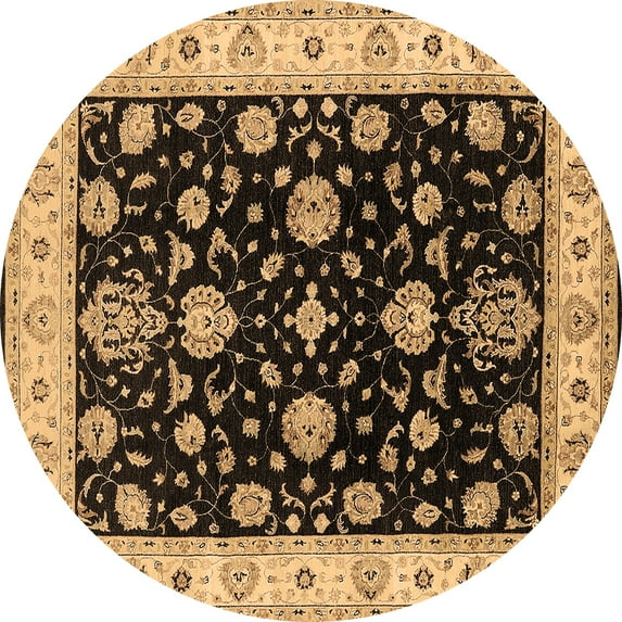 Ahgly Company Indoor Round Oriental Brown Traditional Area Rugs, 3' Round