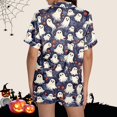 thumbnail image 5 of Halloween Pajamas Halloween Satin Pumpkin Pocket Button Nightwear Pajamas for Women Set, 5 of 7