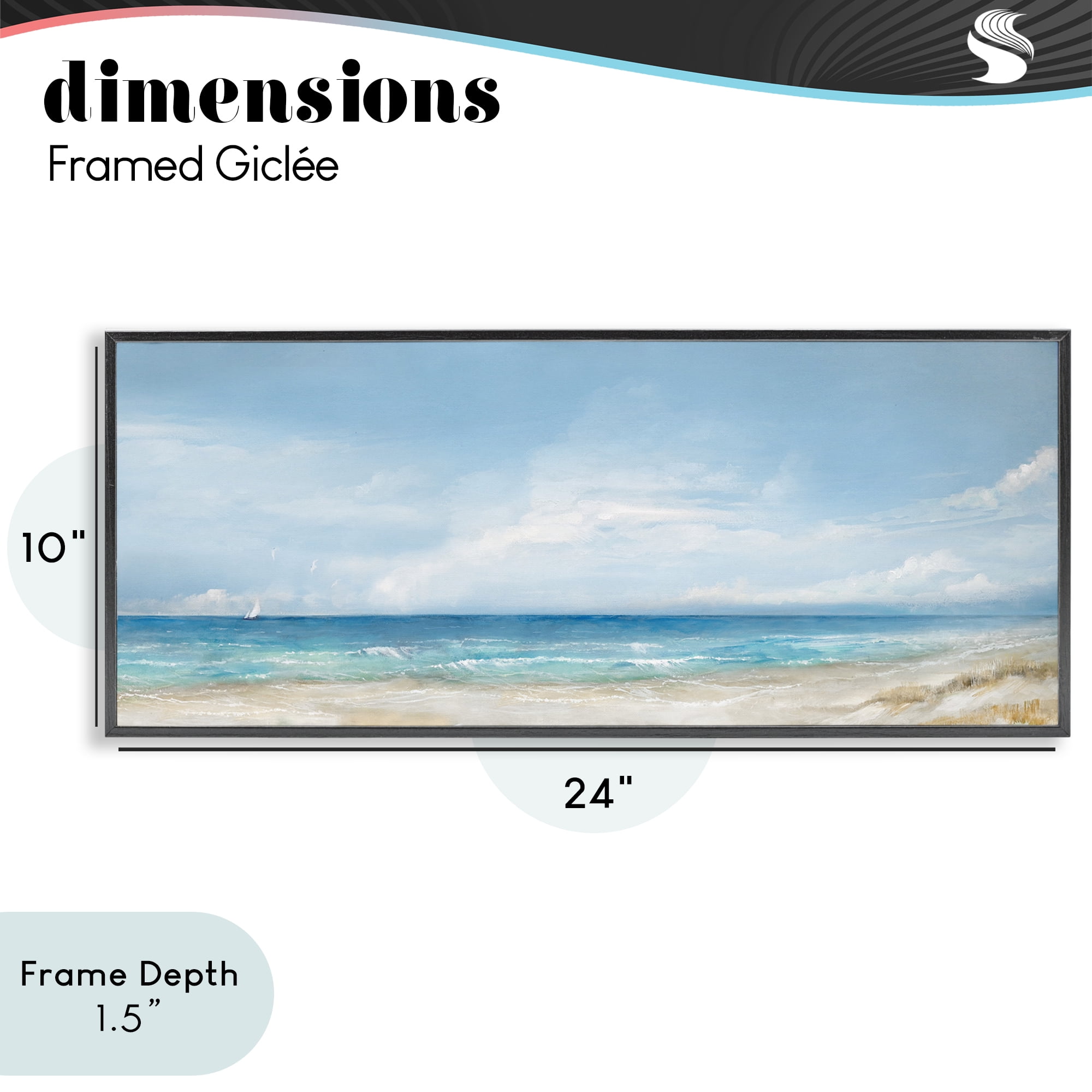 Stupell Industries Open Panoramic Sea Black Framed Giclee Art, design by Ruane Manning