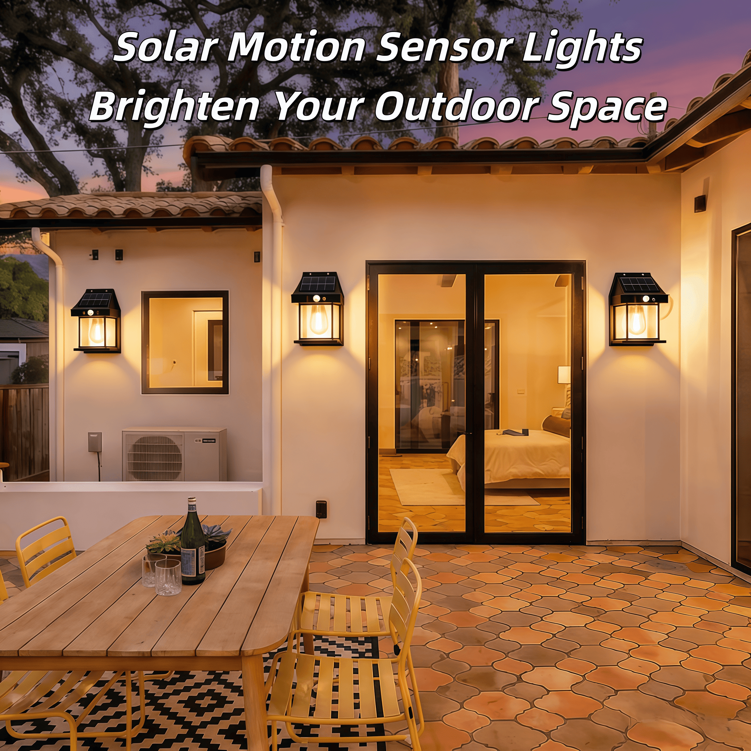 2 Pack Outdoor Light Fixture Solar Wall Light, Motion Sensor Outdoor Porch Light with 3 Lighting Modes, 270° Lighting Angle, Black for Front Door Garden Yard