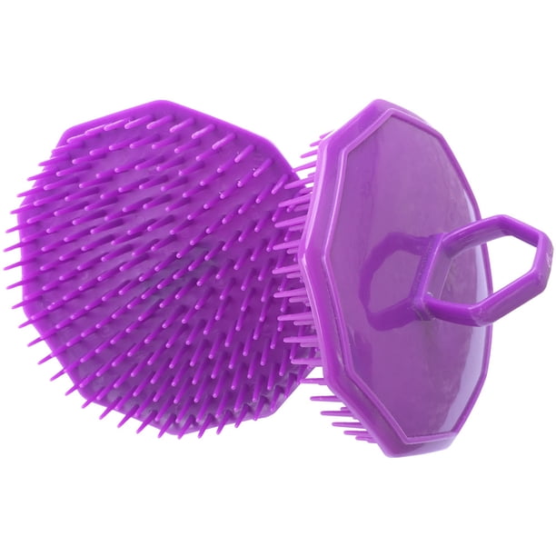Peine de champú redondo con plataforma cruzada, cepillo de limpieza y protección para el baño con champú de masaje morado intenso