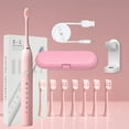 thumbnail image 6 of Kezqiaxn Electric Toothbrush Set 8 Brush Head-6 Gears with Bracket and Travel Case-Usb Charging Model Electric Toothbrush-Fully Automatic Charging Sound Soft Bristle Brush Pink, 6 of 9